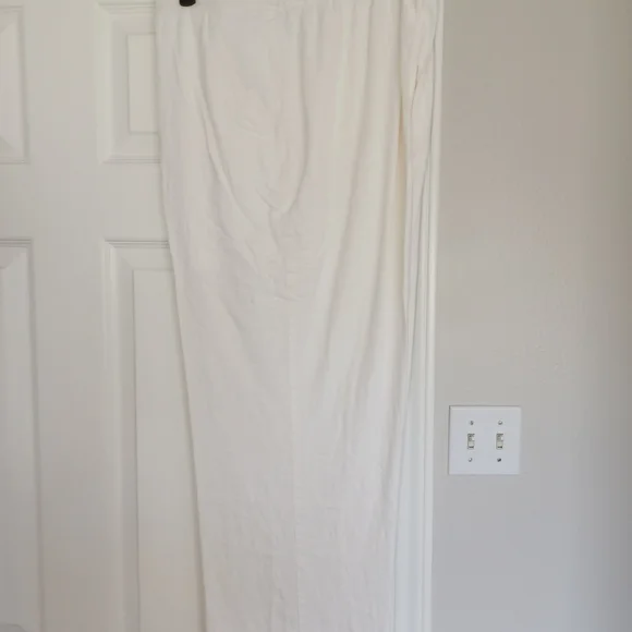 White Wide Leg Women's Pants - Lightweight Casual (Size XL) - Picture 4 of 5